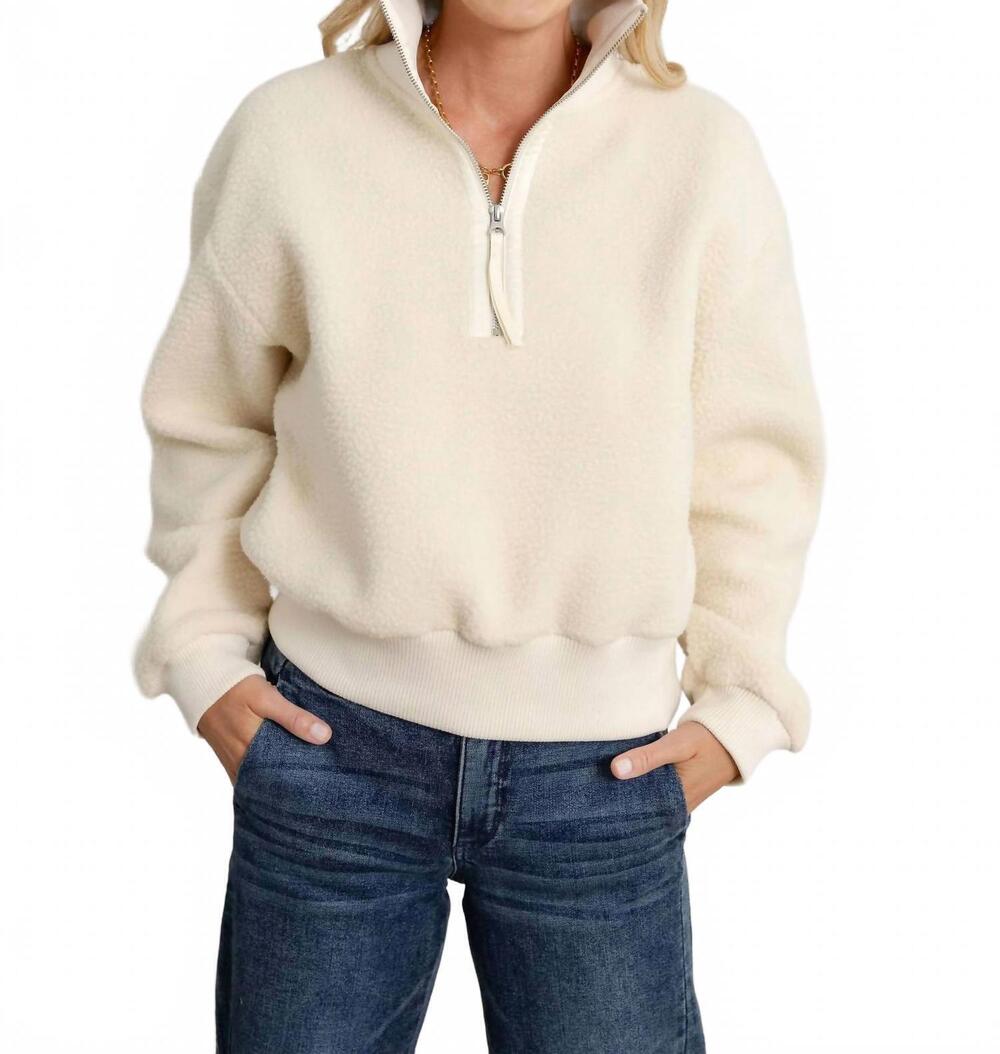 NEW MAC & ME women’s cozy casual pullover top in egret